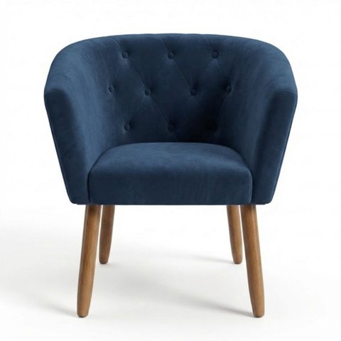 Poltrona Estofada Tecido Veludo para Salão de Beleza Elegante Confortável Pés de Madeira Resistente