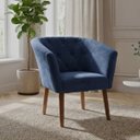 Ver imagem 2 de Poltrona Estofada Tecido Veludo para Salão de Beleza Elegante Confortável Pés de Madeira Resistente