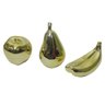 Fruteira Dourada Kit Maça Banana Pera Ceramica - 5