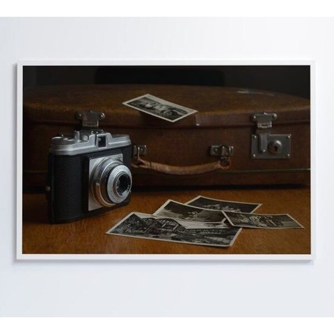Quadro Maquina Fotográfica - 90x60 - Vidro Impresso