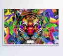 Ver imagem 1 de Quadro Tigre Colorido - 90x60 - Vidro Impresso