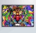 Ver imagem 3 de Quadro Tigre Colorido - 90x60 - Vidro Impresso