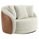 Ver imagem 1 de Poltrona Decorativa Maya Base Giratoria Boucle e Courino Tce 1010 Tcs 727 Moll