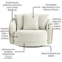 Ver imagem 5 de Poltrona Decorativa Maya Base Giratoria Boucle e Courino Tce 1010 Tcs 727 Moll