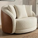 Ver imagem 2 de Poltrona Decorativa Maya Base Giratoria Boucle e Courino Tce 1010 Tcs 727 Moll