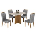 Ver imagem 1 de Mesa de Jantar Jade 120x80cm Cinamomo Off White com 4 Cadeiras Lara Linho Prata - Valdemóveis