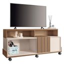 Ver imagem 1 de Rack Bancada para Sala Graci 1.36 Castanho Off White – Hb Móveis