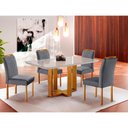 Ver imagem 2 de Conjunto Sala de Jantar Olimpia Lisy Mesa e 4 Cadeiras Madeira Maciça e Tecido Veludo Móveis Mundial