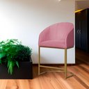 Ver imagem 2 de Poltrona Banqueta Decorativa Mia Suede Base Metal Dourada - Estopar Poltrona Mia Suede Rosa