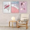 Kit Placas Quadros Decorativos 3 Pçs 60x40 Floral Praia Rosa - 4