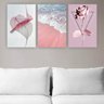 Kit Placas Quadros Decorativos 3 Pçs 60x40 Floral Praia Rosa - 9