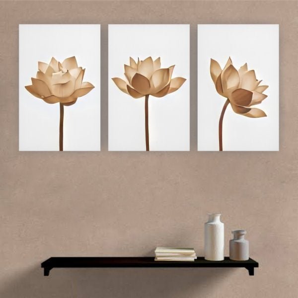 Kit Placas Quadros Decorativos Sala 3 Pçs 80x60 Floral Rustica - 10