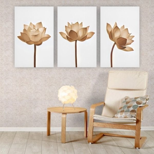 Kit Placas Quadros Decorativos Sala 3 Pçs 80x60 Floral Rustica - 5