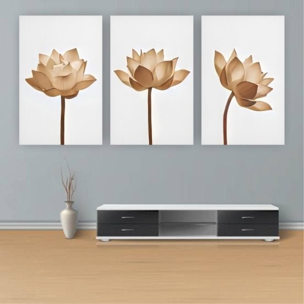 Kit Placas Quadros Decorativos Sala 3 Pçs 80x60 Floral Rustica - 8