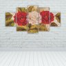 Quadros Decorativos Mosaico MDF Floral Flores Rosas Brancas e Vermelhas 115x60cm - 2
