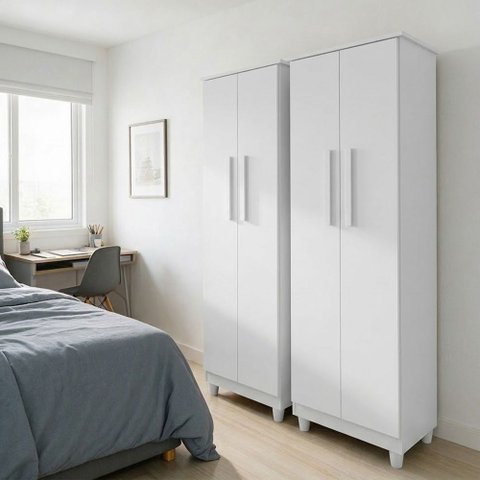 Kit 2 Armários Multiuso Ibiza Organizador Dispensa Lavanderia Cozinha Escritório Banheiro Branco
