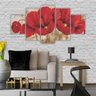 Quadros Decorativos Mosaico MDF Floral Flores Buquê Vermelho 115x60cm - 3