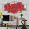 Quadros Decorativos Mosaico MDF Floral Flores Buquê Vermelho 2 115x60cm - 3
