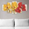 Quadros Decorativos Mosaico MDF Floral Flores Vermelhas e Amarelas 115x60cm - 9