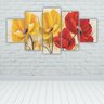 Quadros Decorativos Mosaico MDF Floral Flores Vermelhas e Amarelas 115x60cm - 2