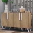 Ver imagem 7 de Aparador Buffet 4 Portas Retrô Viena V3606 Rustic/Branco Rustic/Branco