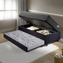 Ver imagem 3 de Bicama Box Baú Viúva 120x203 Suede Preto com Colchão Adapto Molas Ensacadas Ecoflex