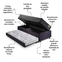 Ver imagem 5 de Bicama Box Baú Viúva 120x203 Suede Preto com Colchão Adapto Molas Ensacadas Ecoflex