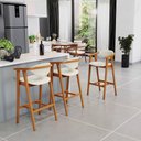 Ver imagem 2 de Banqueta Alta Para Cozinha Bancda Bar Sala de Jantar Fixa Cecília L02 Linho Champagne - Lyam Decor