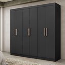Ver imagem 1 de Guarda Roupa de Casal Paris 6 Portas MDP Preto Fosco Maxel