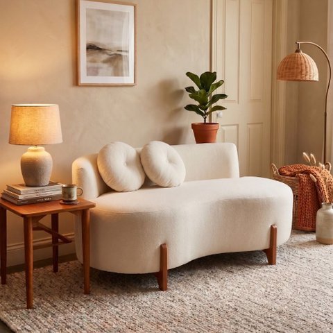 Sofá Decorativo Sala Estar Orgânico 1,20 cm Living Boucle Bege - Montanaris Decor