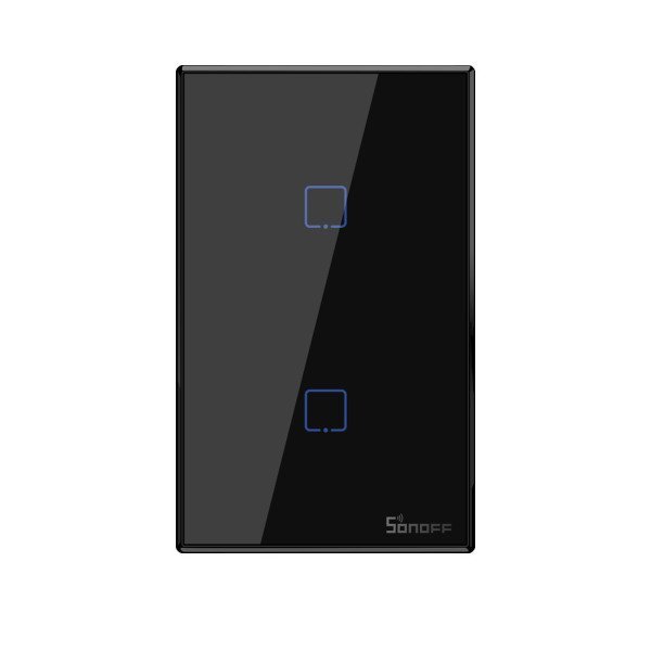 Sonoff T2US1C-TX – Interruptor Wi-Fi – Preto – 2 Teclas - 1