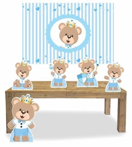 Kit Display mdf Urso Principe Com 05 Pçs + Painel Grande