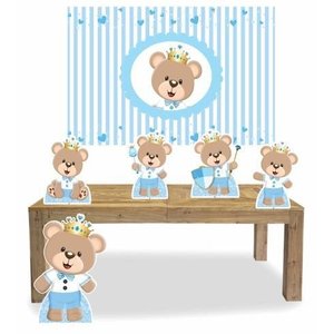 Kit Display mdf Urso Principe Com 05 Pçs + Painel Grande