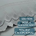Ver imagem 3 de Conjunto Cama Casal Queen Size Kayla 04 Pç Bordado 300 Fios:Cinza