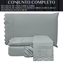 Ver imagem 6 de Conjunto Cama Casal Queen Size Kayla 04 Pç Bordado 300 Fios:Cinza
