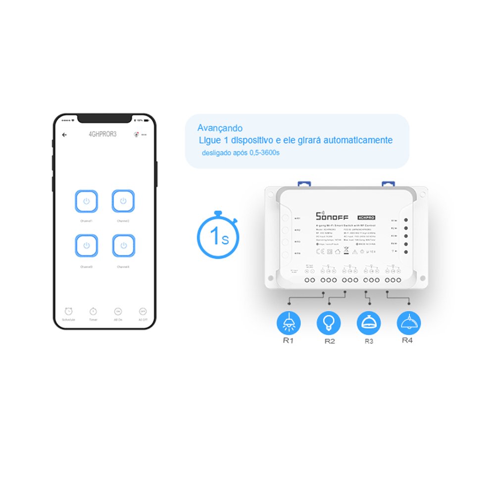 Sonoff 4CH R3 WiFi Pronta Entrega Automação Residencial Casa Inteligente Smart Home - 9