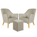 Ver imagem 1 de Kit 2 Poltronas Orion com Puff Izar Courino Bege Aradecor