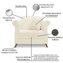 Ver imagem 7 de Kit Poltrona e Sofá Living 2 Lugares 1,60m Vênus Linho Pés Castanho - Pallazio Bege