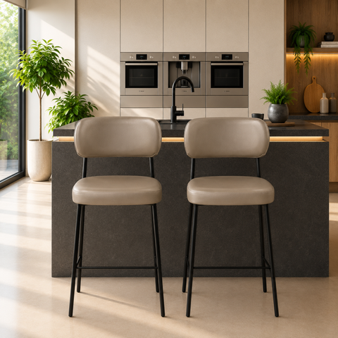 Kit 2 Banquetas Altas Cozinha Americana Industriais Bar 98cm com Encosto Preto Cinza