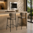 Ver imagem 2 de Kit 2 Banquetas Altas Cozinha Americana Industriais Bar 98cm com Encosto Preto Cinza