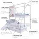Ver imagem 3 de Treliche Casinha Reta Casal/ Solteiro com Escorregador Madeira Maciça Branco/ Rosa Housin