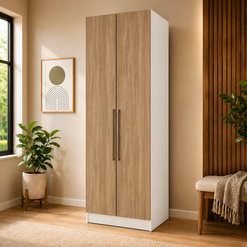 Guarda Roupa Modulado Predileto 2 Portas e 3 Gavetas Areia/jequitibá - Móveis Henn