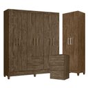 Ver imagem 1 de Guarda Roupa Casal Panamá com Cômoda Ms913 e Armário Multiuso New Íris Castanho Wood – Moval
