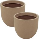 Ver imagem 1 de Kit 2 Vasos para Plantas Tramontina Laos 38cm em Polietileno Granito Areia Folhagem Decorativo