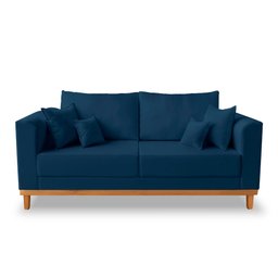 Sofá Viena 3 Lugares Para Sala de Estar Linho Azul - Madeira Prima Deccor - 1