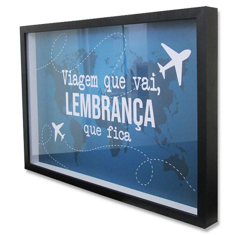 Quadro Cofre Porta Objetos Viagens TaColado Moldura Preta