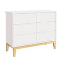 Ver imagem 1 de Cômoda Retrô Square 6 Gavetas e Pés em Madeira Natural – Branco Fosco