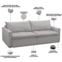 Ver imagem 4 de Sofá Cama Retrátil Reclinável para Sala de Estar 208cm Lari F04 Veludo Cinza - Lyam Decor