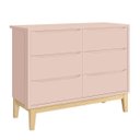 Ver imagem 1 de Cômoda Retrô Square com 6 Gavetas e Pés em Madeira Natural – Rosa