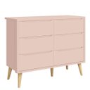 Ver imagem 1 de Cômoda Retrô Theo 6 Gavetas com Kit Pé em Madeira Natural - Rosa